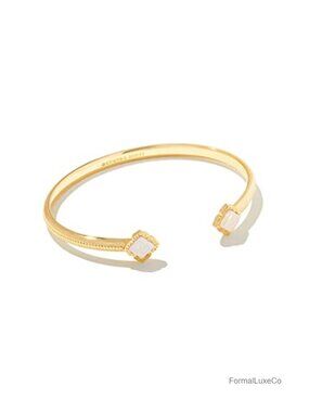 Gold-Plated Cuff Bracelet with Iridescent Drusy Stone
